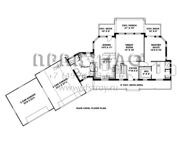 Проект одноэтажного дома с гаражом на три и более машин в стиле Шале S5-314 (039-00602)
