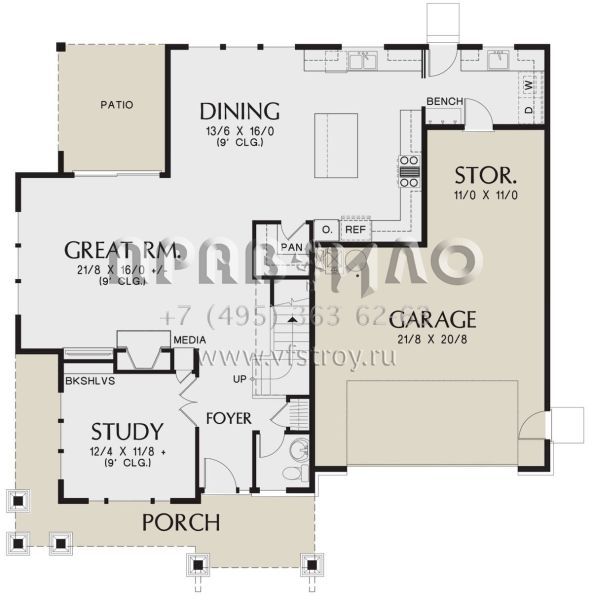 Проект двухэтажного дома с гаражом на две машины в американском стиле S5-273 (2559-00902)
