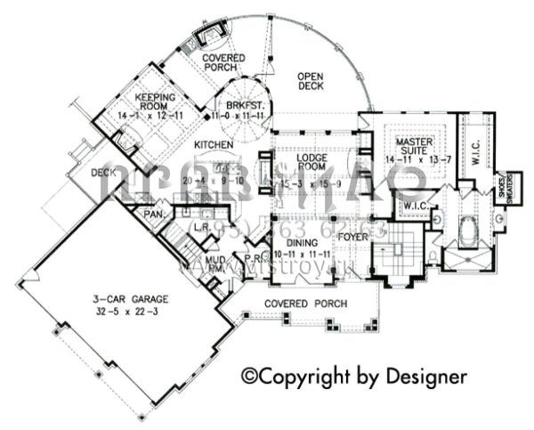 Проект двухэтажного дома с гаражом на три и более машин в стиле Ранчо S5-240 (699-00086)