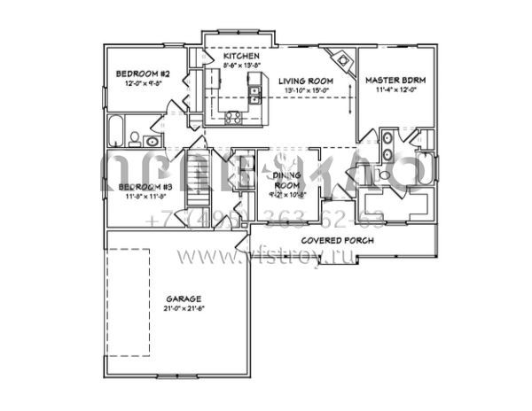 Проект одноэтажного дома с гаражом на две машины в стиле Ранчо S5-128 (849-00081)