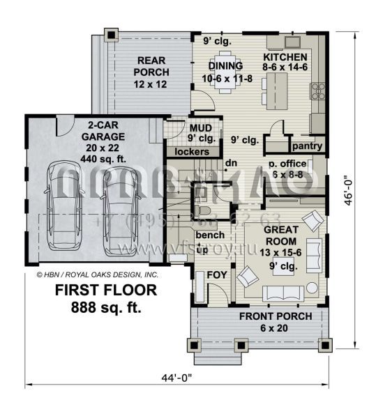 Проект двухэтажного дома с гаражом на две машины в американском стиле S5-165 (098-00355)