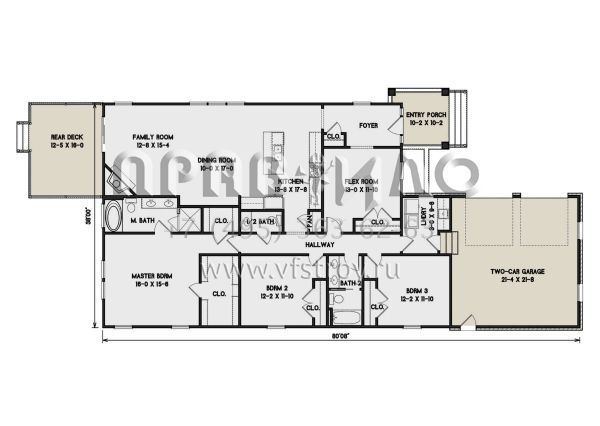 Проект одноэтажного дома с гаражом на две машины в стиле Ранчо S5-195 (4351-00020)