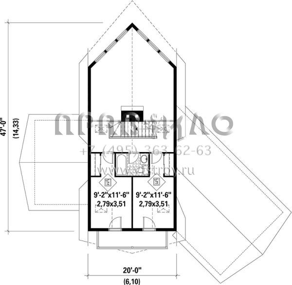 Проект двухэтажного дома с гаражом на одну машину в стиле Шале S5-265 (6146-00119)