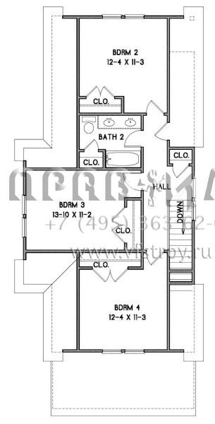 Проект двухэтажного дома без гаража в американском стиле S5-160 (4351-00003)