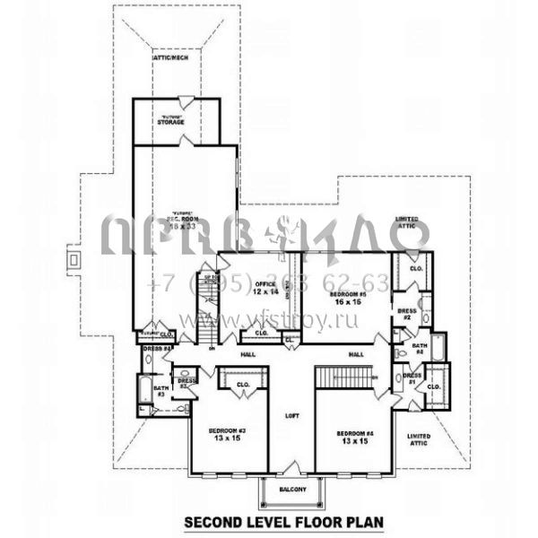 Проект двухэтажного дома с гаражом на три и более машин в стиле Ранчо S5-465 (053-02173)