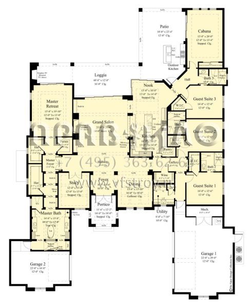 Проект одноэтажного дома с гаражом на три и более машин в современном стиле S5-392 (8436-00106)