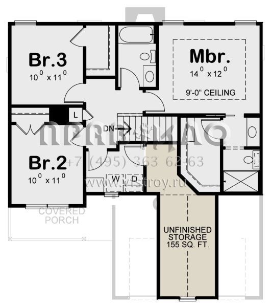 Проект двухэтажного дома с гаражом на две машины в американском стиле S5-136 (402-01484)