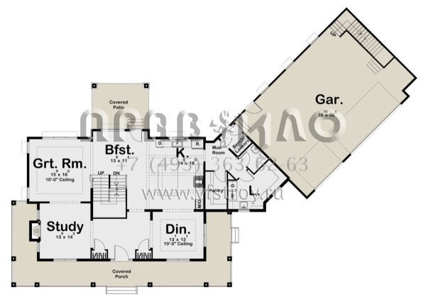 Проект двухэтажного дома с гаражом на три и более машин в современном стиле S5-322 (963-00154)