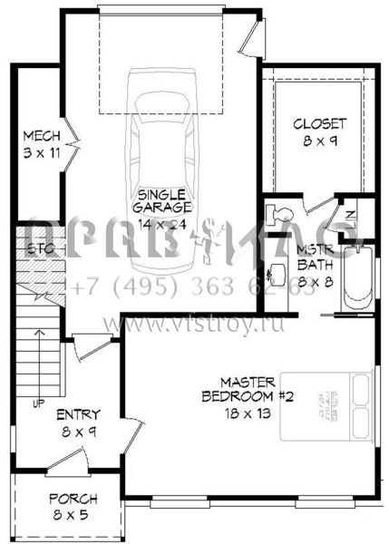 Проект трехэтажного дома с гаражом на одну машину в современном стиле S5-218 (940-00122)