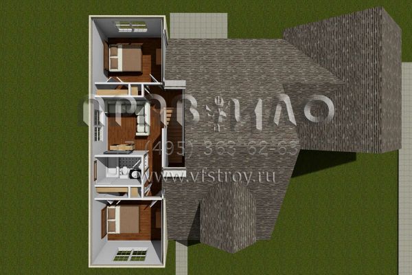 Проект двухэтажного дома с гаражом на две машины в стиле Ранчо S5-167 (4848-00057)
