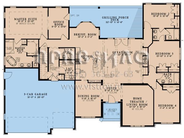 Проект дома на склоне с цокольным этажом и гаражом на три машины S5-280 (8318-00326)