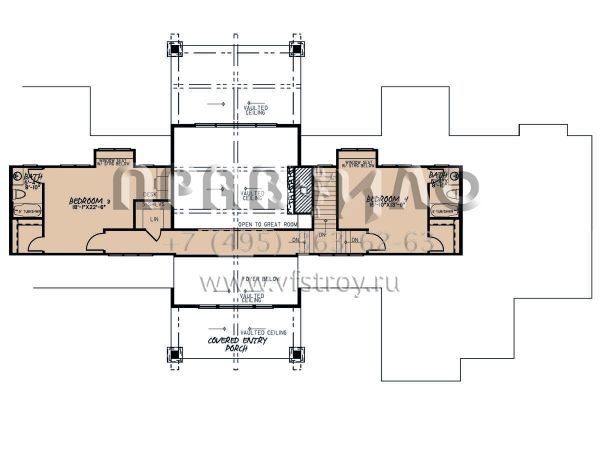 Проект двухэтажного дома с гаражом на три и более машин в американском стиле S5-500 (8318-00186)