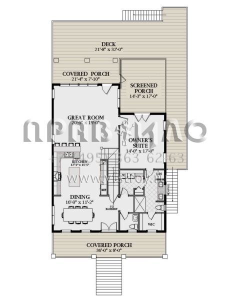 Проект трехэтажного дома с гаражом на две машины в прибрежном стиле S5-272 (6849-00119)