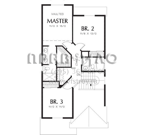Проект двухэтажного дома с гаражом на одну машину в американском стиле S5-144 (2559-00248)