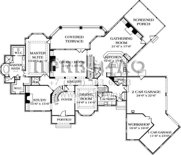 Проект двухэтажного дома с гаражом на три и более машин в современном стиле S5-672 (3323-00490)