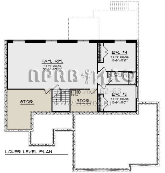 Проект одноэтажного дома с гаражом на три и более машин в американском стиле S5-301 (1020-00343)