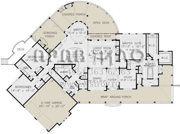 Проект двухэтажного дома с гаражом на две машины в современном стиле S5-369 (699-00180)