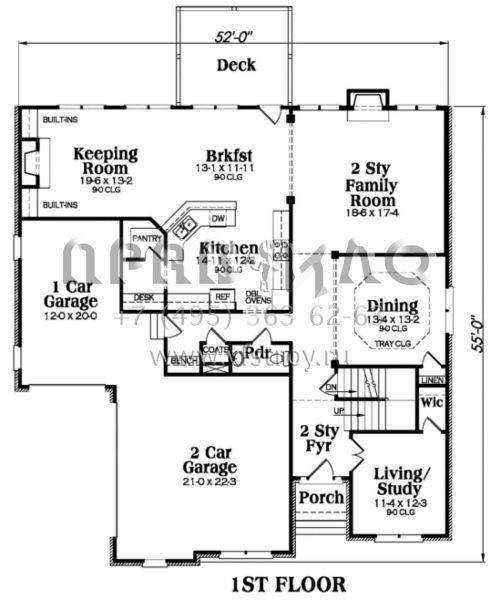 Проект двухэтажного дома с гаражом на три и более машин в американском стиле S5-343 (009-00093)