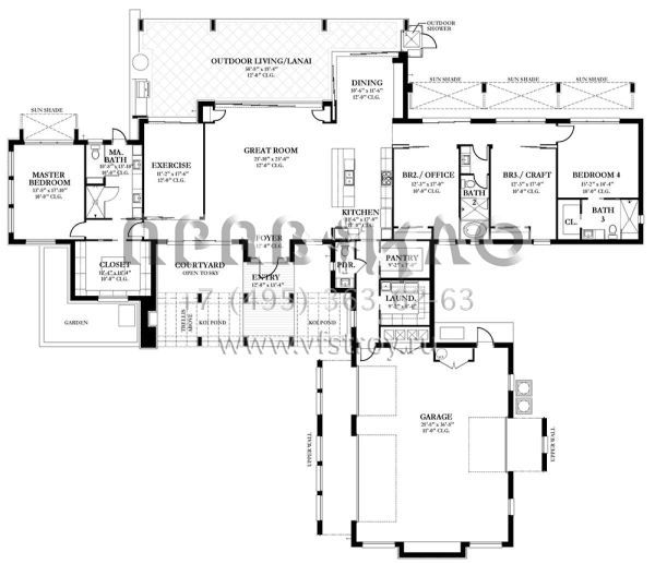 Проект одноэтажного дома с гаражом на три и более машин в современном стиле S5-329 (3978-00056)