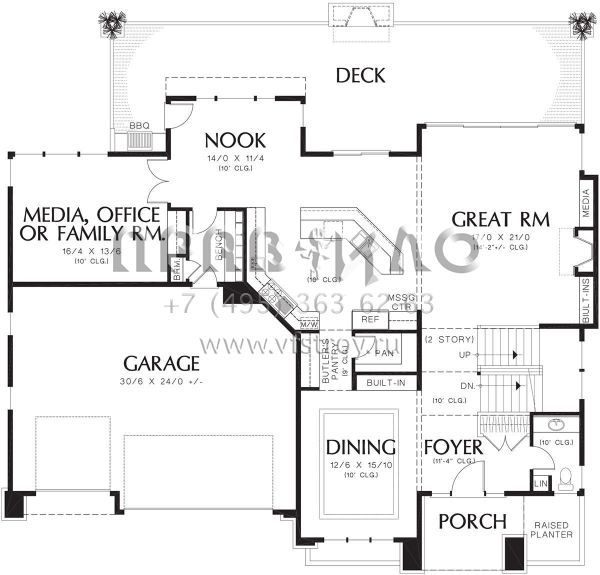 Проект двухэтажного дома с гаражом на три и более машин в современном стиле S5-445 (2559-00607)