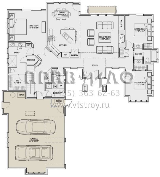 Проект двухэтажного дома с гаражом на две машины в стиле Шале S5-219 (5829-00008)