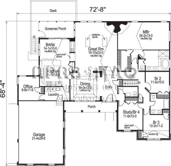 Проект одноэтажного дома с гаражом на три и более машин в классическом стиле S5-256 (5633-00065)