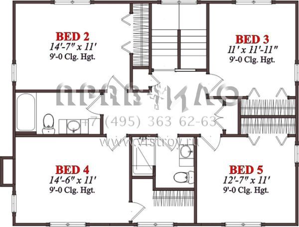 Проект двухэтажного дома без гаража в стиле Ранчо S5-266 (1070-00115)