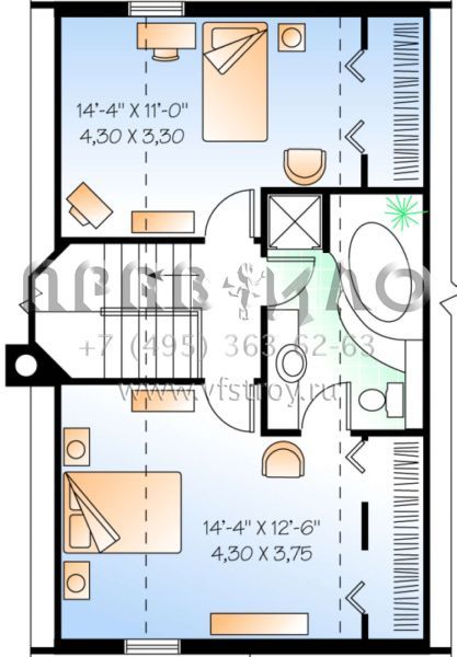 Проект двухэтажного дома без гаража в современном стиле S5-138 (034-00133)