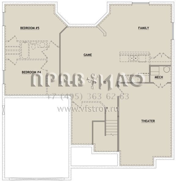 Проект одноэтажного дома с гаражом на две машины в стиле Ранчо S5-173 (8768-00063)