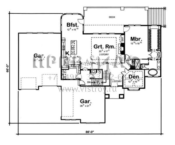 Проект двухэтажного дома с гаражом на три и более машин в английском стиле S5-348 (963-00008)