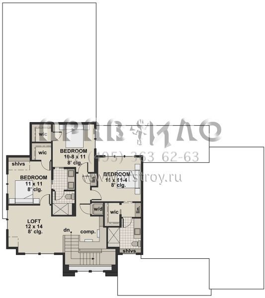 Проект двухэтажного дома с гаражом на три и более машин в современном стиле S5-280 (098-00307)