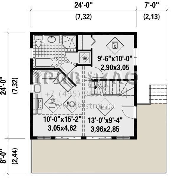 Проект двухэтажного дома без гаража в стиле Ранчо S5-77 (6146-00403)