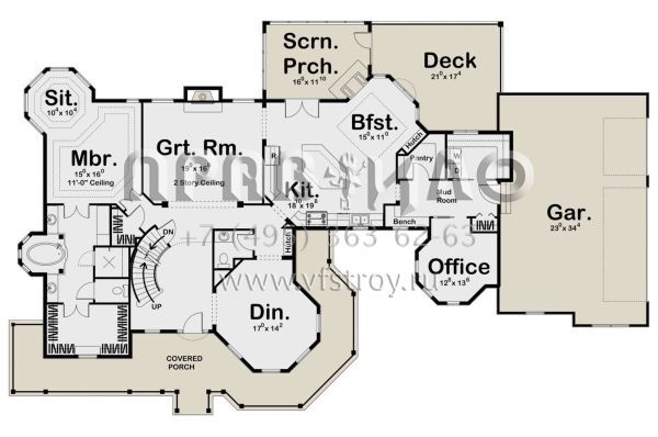 Проект двухэтажного дома с гаражом на три и более машин в английском стиле S5-327 (963-00002)