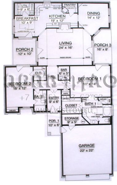 Проект одноэтажного дома с гаражом на две машины в английском стиле S5-179 (048-00238)