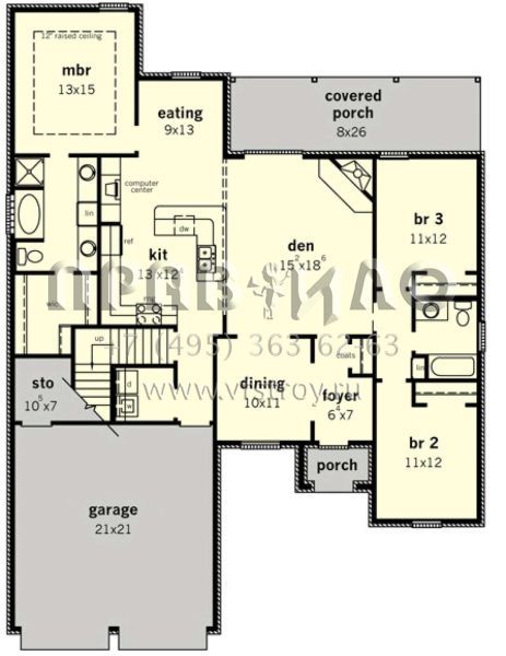 Проект одноэтажного дома с гаражом на две машины в английском стиле S5-158 (9035-00249)