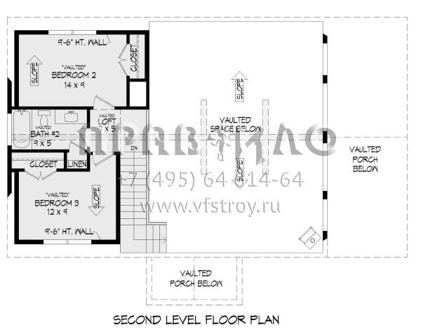 Проект двухэтажного дома без гаража в стиле Шале S5-150 (940-00846)