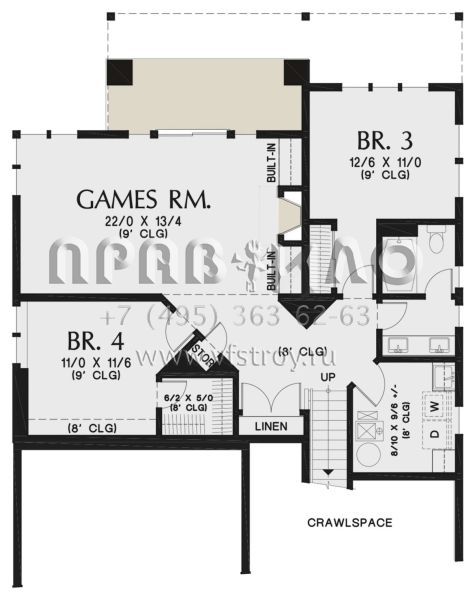 Проект одноэтажного дома с гаражом на две машины в стиле Райт S5-243 (2559-00830)
