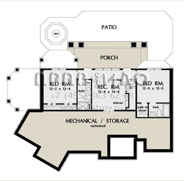 Проект одноэтажного дома с гаражом на две машины в стиле Ранчо S5-223 (2865-00006)
