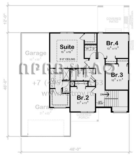 Проект двухэтажного дома с гаражом на две машины в современном стиле S5-204 (402-01720)