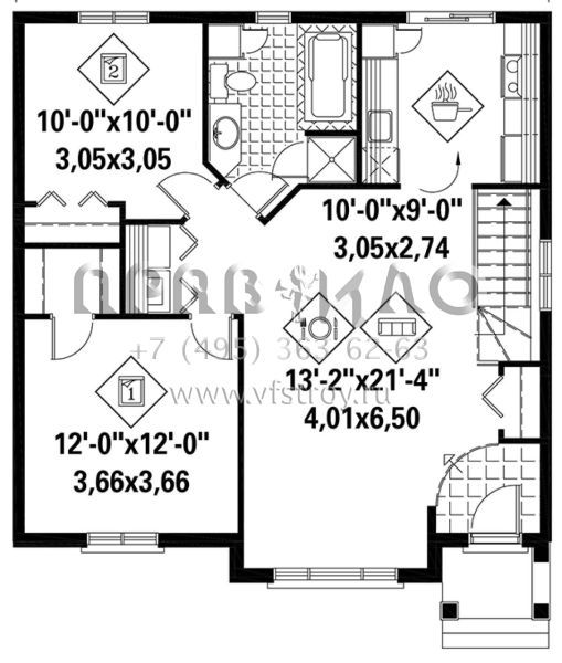 Проект одноэтажного дома без гаража в английском стиле S5-86 (6146-00337)