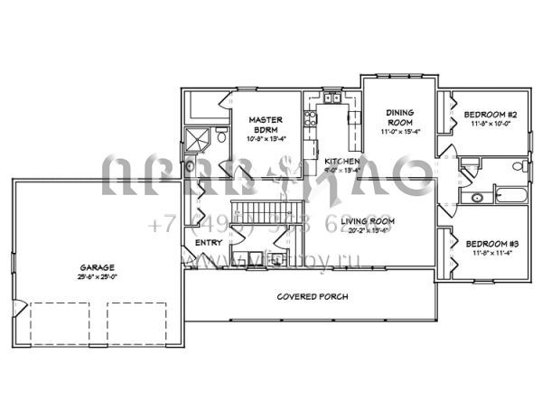 Проект одноэтажного дома с гаражом на две машины в стиле Ранчо S5-143 (849-00087)