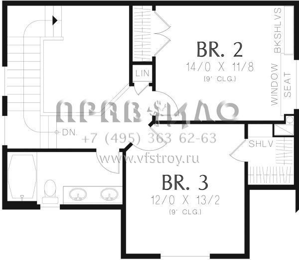 Проект двухэтажного дома с гаражом на две машины в стиле Ранчо S5-159 (2559-00749)