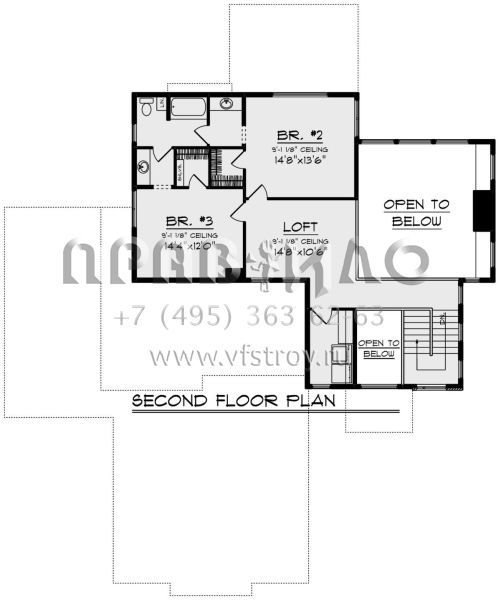 Проект двухэтажного дома с гаражом на три и более машин в стиле Райт S5-258 (1020-00339)