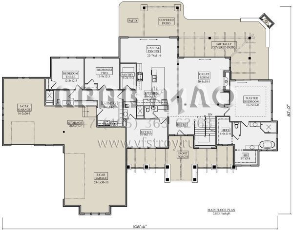 Проект двухэтажного дома с гаражом на три и более машин в американском стиле S5-415 (5631-00235)