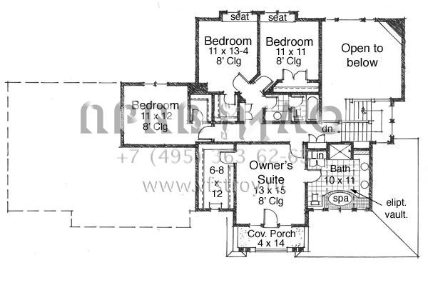 Проект двухэтажного дома с гаражом на три и более машин в стиле Райт S5-244 (098-00129)