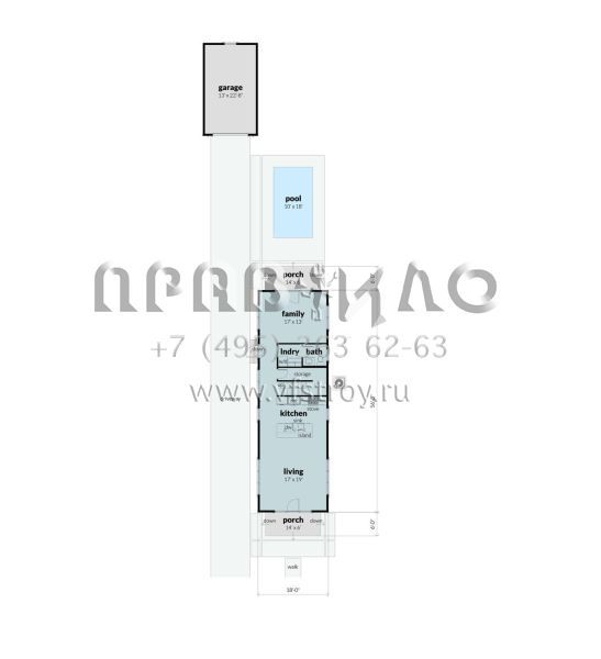 Проект узкого двухэтажного дома с отдельно стоящим гаражом S5-190 (028-00199)