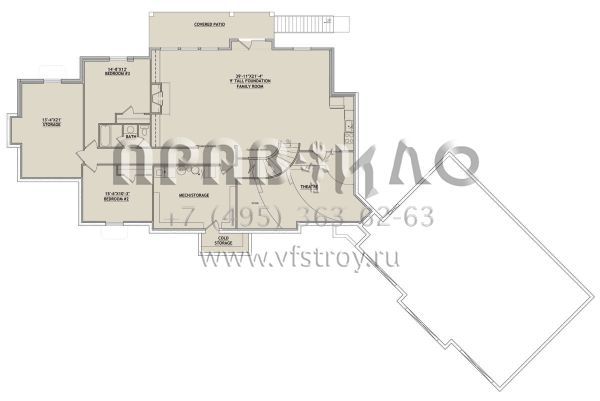 Проект одноэтажного дома с гаражом на три и более машин в стиле Ранчо S5-262 (8768-00085)