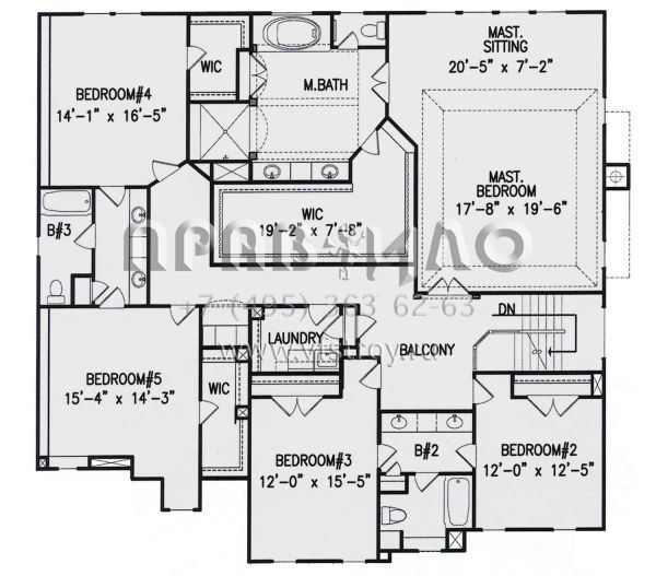 Проект двухэтажного дома с гаражом на три и более машин в стиле Ранчо S5-436 (699-00242)