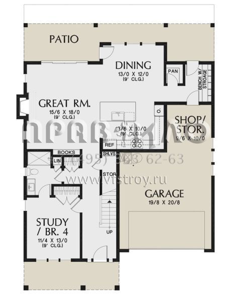 Проект двухэтажного дома с гаражом на две машины в современном стиле S5-191 (2559-00917)