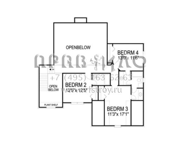 Проект двухэтажного дома с гаражом на две машины в стиле Ранчо S5-274 (036-00134)